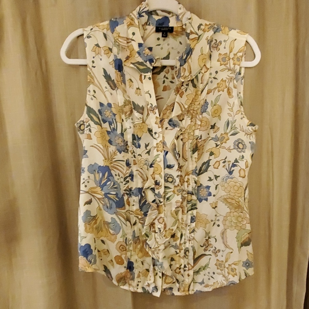 Talbots ruffled floral sleeveless blouse size 4
